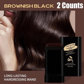 Disposa Ble Hair Dye Penwaterproof Sweatproof,Hair Dye Comb,Easy to Color Portable Fastreplenishment Color Does Not Fall Out Stick Lid Storage.:_BROWNISH BLACK【2Count】