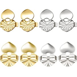 Dorkis 4 Pares de Levantadores de Oídos Ajustables, Earring Backs, Earring Lifters, Seguros para Levantar el Lóbulo de la Oreja, Elevadores de Aretes Ajustables