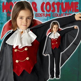 Party City Vampire Costume For Boys, Kids Cosplay, 47.2 inches (120 cm), Black