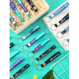 kaiolbly 36pcs Suicide Prevention Awareness Silicone Keychains Purple Teal Ribbon Inspirational Rubber Keychains for Suicide Prevention Awareness Motivational Favor Charity Campaign Supplies