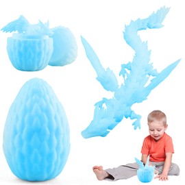 3D Printed Dragon Egg with Dragon, Mysterious Dragon Egg Toy, Crystal Dragon in the Egg Dragon Figures, Realistic Mysterious Dragon Toy, Emotional Joints Dragon with Egg (Light)