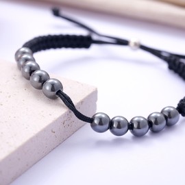 Kvekstio Golf Counting Bracelet, Men's Golf Score Counter Black Braided Rope Gift, 10 Hematite Beads Stroke Shot Clicker Count Keeper Bracelet for Golfer Lovers, Practical Golfs Sport Accessories