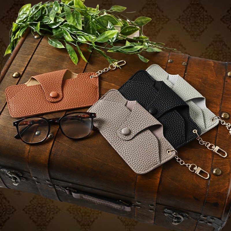 [ENTRAMBI] フラップ PUレザー メガネケース 眼鏡ケース シボ ソフト 軽量 薄型 コンパクト