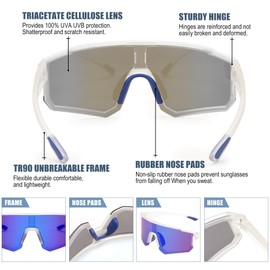 FEISEDY B0213 Sports Sunglasses Polarised Men Women Cycling Glasses Teenagers Sports Glasses Mirrored for MTB Cycling Baseball with UV400 Protection & TR90 Frame