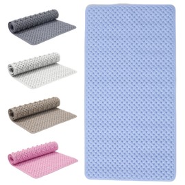 Bath Mat Non Slip Anti Mould - 36x70cm Bathtub Mat for Bathroom with Suction Cups and Drain Holes, Machine Washable Shower Mats for Inside Shower Ideal for Kids & Elderly - Anti Slip Bath Mat (Blue)