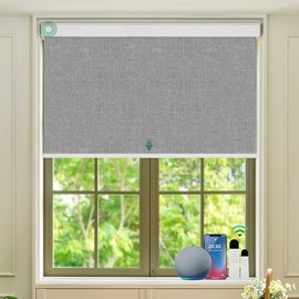 Allesin Motorized Roller Blinds – Rechargeable Smart Shades with Cassette Cover for Perfect Blackout, Quiet & Energy-Efficient Motor, Remote & Alexa-Compatible for Home (Smoky Gray, 33" W x 72" H)
