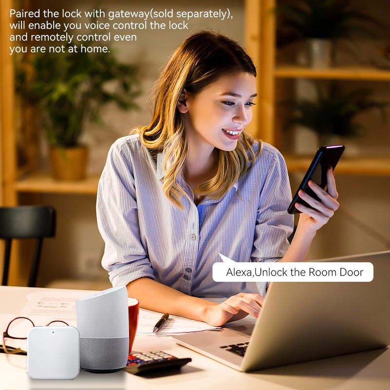 BEBASIA Smart Fingerprint Door Lock with Handle Set, Full App