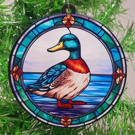 Generic Mallard Duck Stained Glass Themed Ornament