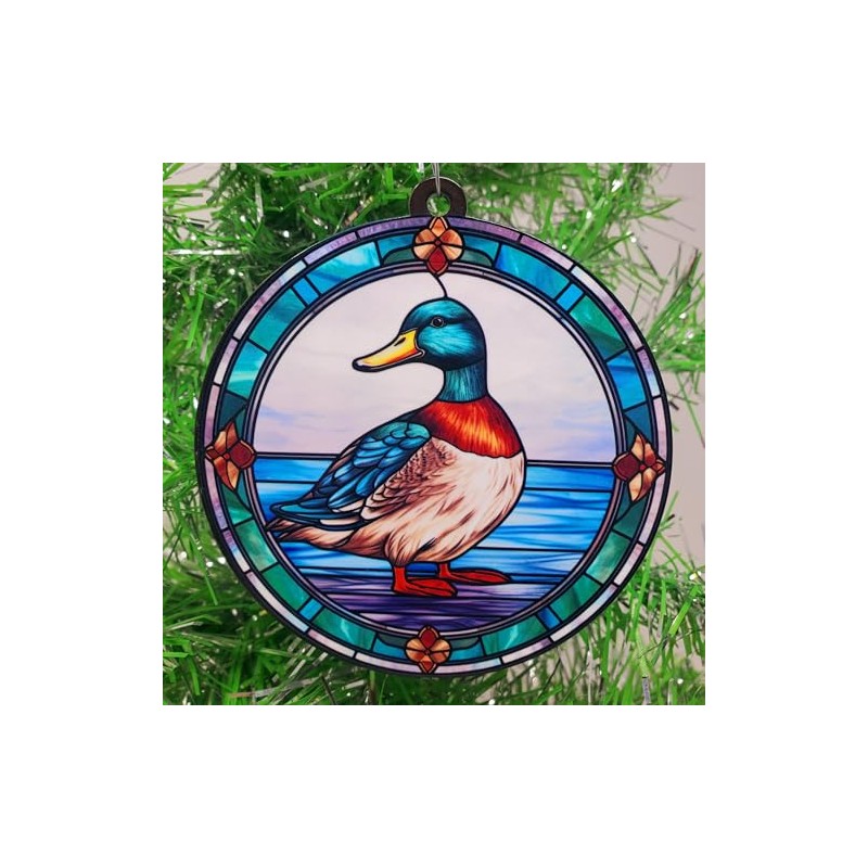 Generic Mallard Duck Stained Glass Themed Ornament