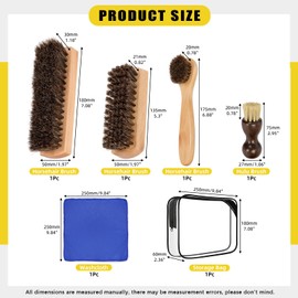 Mardatt Horsehair Shoe Shine Brush, 5 Stück Schuhbürste, Rosshaar, Schuhbürste, Schuhbürste, Lederschuhe, Stiefelpflege, Bürste, Schuhreinigungsbürste zum Reinigen von Schuhen
