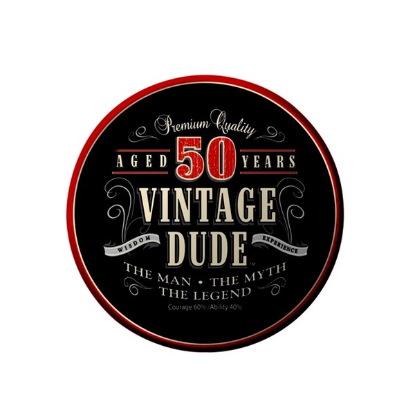 50th Birthday Vintage Dude Aged 50 Years Birthday ~ Edible Icing Image Cake/cupcake Topper for 8 inch round cake or larger
