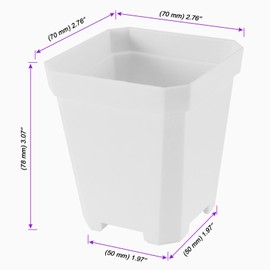 JOIKIT 120 Pack 3 Inch White Square Nursery Pot, Plastic Square Plant Pot with Drainage Hole, Seedling Nursery Transplant Planter for Indoor, Outdoor, Garden, Office, Balcony