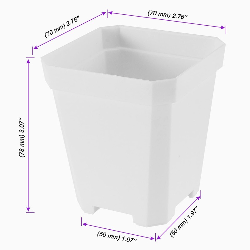 JOIKIT 120 Pack 3 Inch White Square Nursery Pot, Plastic