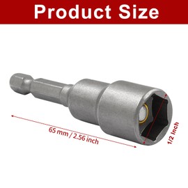 10 Pcs 1/2 Inch/ 12.5mm Hex Nut Driver Magnetic Extension Socket Drill Bit Holder, Quick-Change Power Nut Driver Bit Set Hex Shank Drill Bit Holder, 1/2 Inch Nut Driver Set for Electric Dril