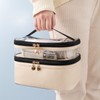 Double Layer Makeup Bag Waterproof, Spacious Alloy Zippers Durable Handle