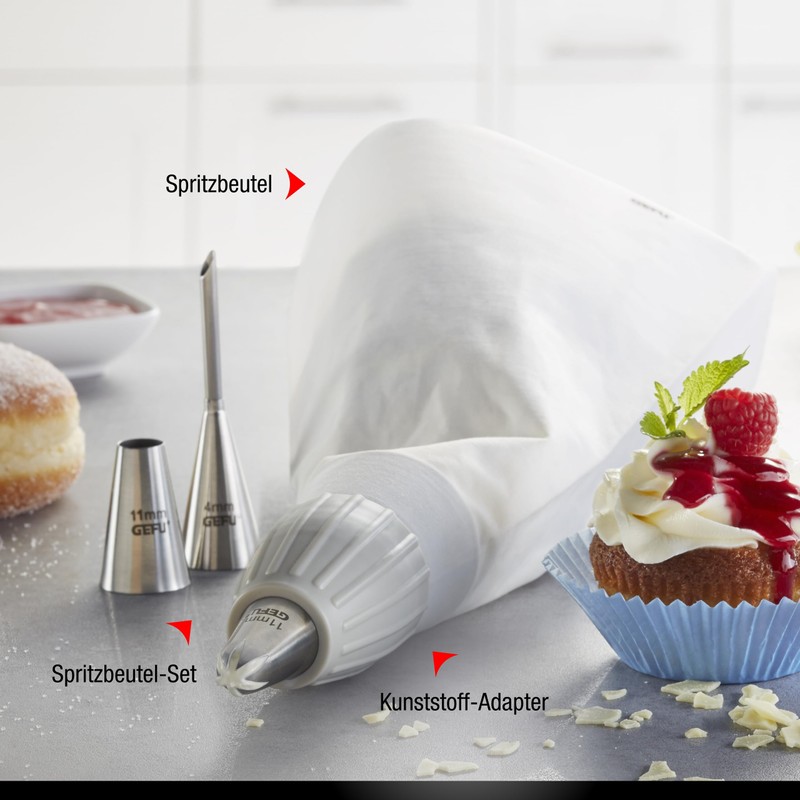 Gefu Piping Bag Set Decore, 5-Part, Decoration Tips, Baking Aid,