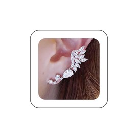 Inateannal Vintage Crystal Ear Climber Earrings Angel Wings Ear Cuff Earrings CZ Crystal Ear Crawler Earrings Silver CZ Teardrop Stud Earrings Cuff Wrap Earrings Jewellery for Women and Women
