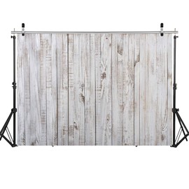 WOLADA WOLADA 7x5FT Vintage Wood Backdrop Retro Rustic White Gray Wooden Floor Backdrops for Photography Kids Adult Photo Booth Video Shoot Vinyl Studio Prop 11890