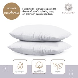 Flax Linen Egg White Pillowcases 2 Pack (1 Pair), 400 Thread Count Egyptian Cotton Pillow Cases, Ragina Hotel Collection, Luxurious, Premium Quality Pillow Cover, Standard Size, 50x75cm