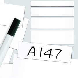 Magnetic Easy Wipe Location Markers, Dry Erase Magnetic Labels, Reusable Magnets to Write On - White - H.25 x W.80mm - Pack of 100