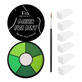 PASNOWFU Green Face Body Paint, Professional 6 Colors Body Paint SFX Makeup Palette, Cream Water Based Green Face Paint for Adults Cosplay Halloween SFX Costumes Witch Monster Costumes Party