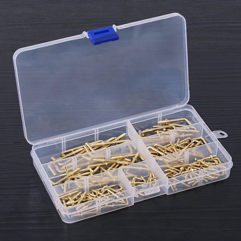 GLARKS GLLAFG-3 120-Pieces 6 Size Brass Plated Square Hooks Lag