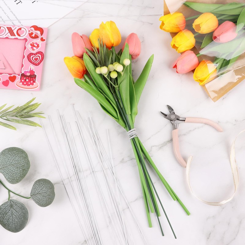 18 Gauge White Floral Stem Wire, 100 PCS Paper Wrapped