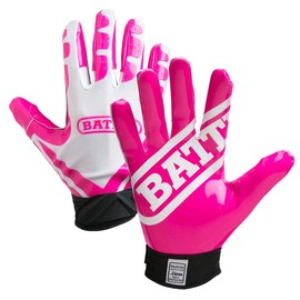Battle Receivers Ultra-Stick - Guantes de fútbol (2 XL), color blanco y rosa