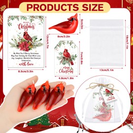 Conelist 24 Sets Christmas Party Favors Soy Wax Candles with Organza Bag and Cards Bulk Portable Candle Party Favors Christmas Gifts for Guest Celebration Xmas Supplies Decor (Cardinal Bird)