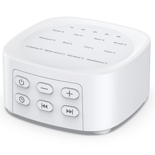 Sleepbox Sleep White Noise Sound Machines with 25 Soothing Sounds 36 Volume Levels 5 Timers Visible Sound Catalog Portable Size Memory Function for Home Office and Travel