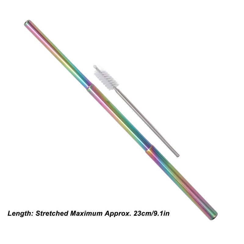 2Pcs Collapsible Metal Straw 304 Stainless Steel Drinking Travel Telescopic