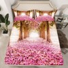 Trees Bedding Sheet Pink Floral Flowers For Kids Garden Fitted
