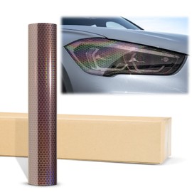 16"x36" Hex Holographic Headlight Tint Gloss Light Smoke Taillight Fog Light Side Marker Transparent Vinyl Film Self Adhesive Free Tool Kit