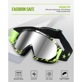 beyisi Dirt Bike Goggles Motorcycle Gear ATV Riding Motocross Dirtbike 4-Wheeler Accessories Ski Fit Over The Glasses UV400 Protection Dust Shatterproof for Men Women