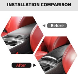 RT-TCZ Center Console Cover Armrest Box Trim Cover Decoration Interior Accessories for Dodge Challenger 2015-2025 (Black Carbon Fiber)