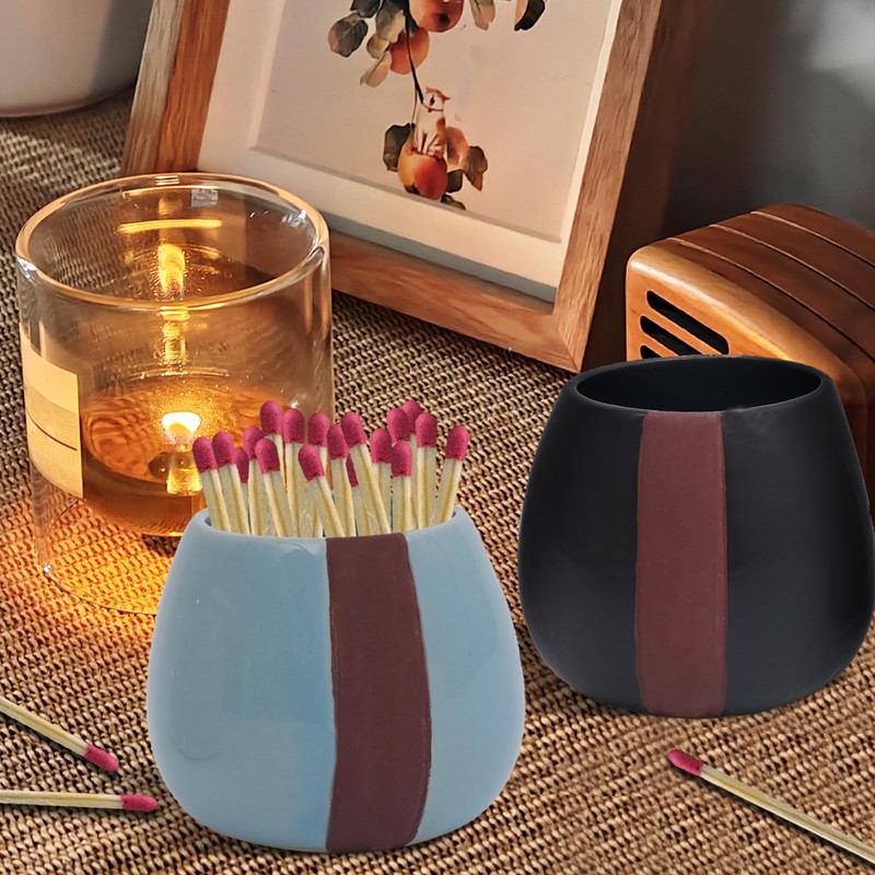 GoToSeeU Ceramic Match Holder with Striker - Pack of 2