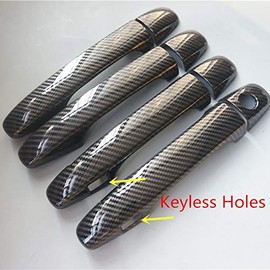 Sport Style Carbon Fiber Print Door Handle Cover Trim for Subaru Forester XV Crosstrek Outback Legacy WRX (Carbon Fiber with Keyless Holes)