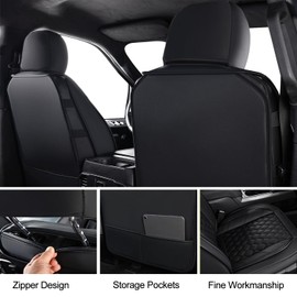 Simgoo F150 Front Seat Covers Faux Leather, fit for 2015-2025 F150 SuperCrew SuperCab Regular Cab 2017-2025 F250 F350 F450 Super Duty Crew Cab SuperCab Regular Cab(Front Pair, Black 2 pcs)