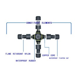 NUZAMAS 4 Ways 3 Pin Waterproof Connector Outdoor Junction Box IP68 Electrical Connectors for 4.5mm-10mm Cable, Outdoor, Garden, Christmas Light, Street Light, Led Lamp, Solar Supplies