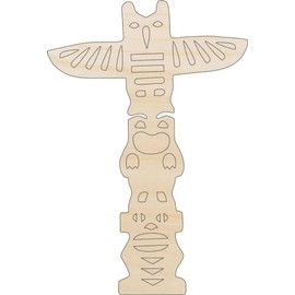 Building Totem Pole - Laser Cut Out Unfinished Wood Craft Shape XTR14 2 Pieces @ 4" / 1/8" thick