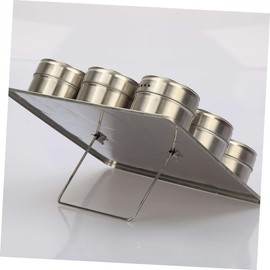 Ciieeo 9PCS Magnetic Stainless Steel Spice Jars Set with Viewing Window Condiment Storage for Kitchen Bbq Seasoning Containers with Base for Easy Organization