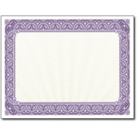 Purple Border Blank Certificate Paper - 100 Pack - 8.5" x 11" Certificates for Printer Awards