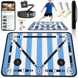2F22E Soccer Training Mat, Soccer Training Equipment with Video Guide, Non-Slip Silent Footwork Trainer 35.4"x23.6" with Socks & Bounce Trainer for Ball Control Practice Indoor Outdoor Kids Beginners