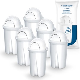 Wessper Water Filter Cartridges Classic Compatible with Brita Classic, Dafi Classic, PearlCo Classic, Anna Monomax - Pack of 6