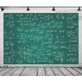 CORFOTO 7x5ft Fabric Math Formula Chalkboard Background - Classroom Blackboard Science Lab Party Backdrop - Kids Math Themed Photoshoot Studio Booth Props
