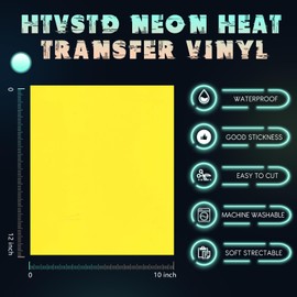 HTVSTD Neon Heat Transfer Vinyl -12'' x 10''10 Sheets Green Neon Iron on Vinyl Blue Neon Heat Transfer Vinyl for T-Shirts