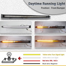 PGTOPONE Switchback White/Amber LED Front Side Marker Headlight DRL Amber Sequential Turn Signal Light Feature Compatible with Toyota Land Cruiser FJ100 1998-2007 Replacement Front Bumper Trim