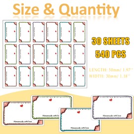 Vaktop Marmeladen Etiketten - Vaktop 540 Stück Etiketten Selbstklebend, Aufkleber zum Beschriften, Etiketten zum Beschriften, Marmeladengläser - für Gläser, Marmelade, Backen, Flaschen (4 Farben, 50 * 30mm)