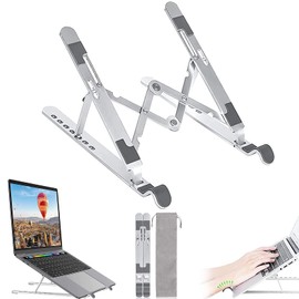 Soporte Portátil,Soporte Ventilado Ordenador Portátil Soporte para portátil súper ligero y ergonómicamente ajustable,Plegable y Ajustable Laptop Soporte de Metal ventilado para computadora portátil Compatible