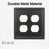 OKAWYC Black Luca Metal Wall Plate, 2-Gang Double Duplex Outlet